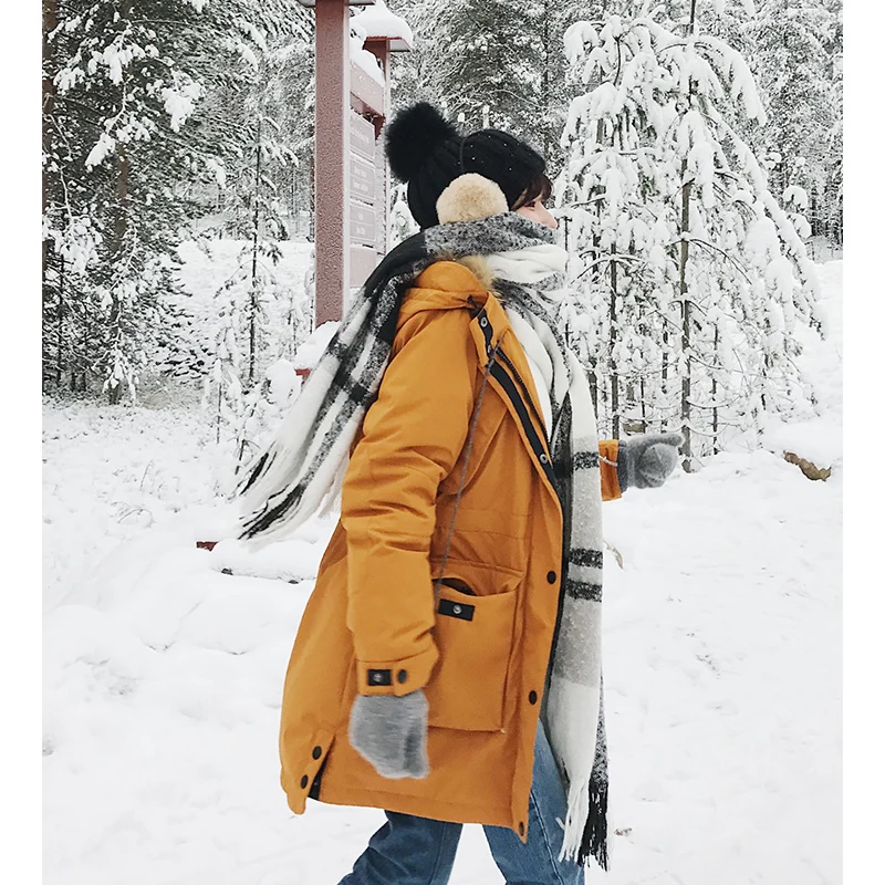 Куртка на утином пуху женская зимняя толстая пуховая куртка с большим капюшоном