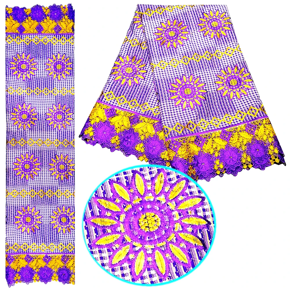 

Wax Africain lace Embroidery african wax lace 2020 french nigerian lace fabrics high quality for women dress 6 yards