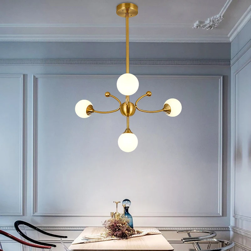 

Modern led luxury chandelier villa living room dining room bedroom golden glossy chandelier