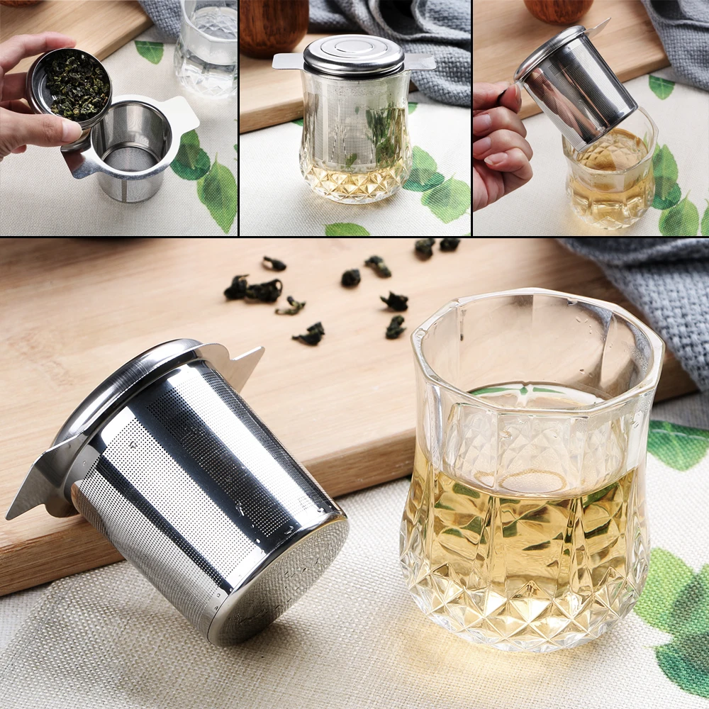

HILIFE Reusable with 2 Handles Lid Tea and Coffee Filters Tea Infusers Basket Fine Mesh Tea Strainer Stainless Steel