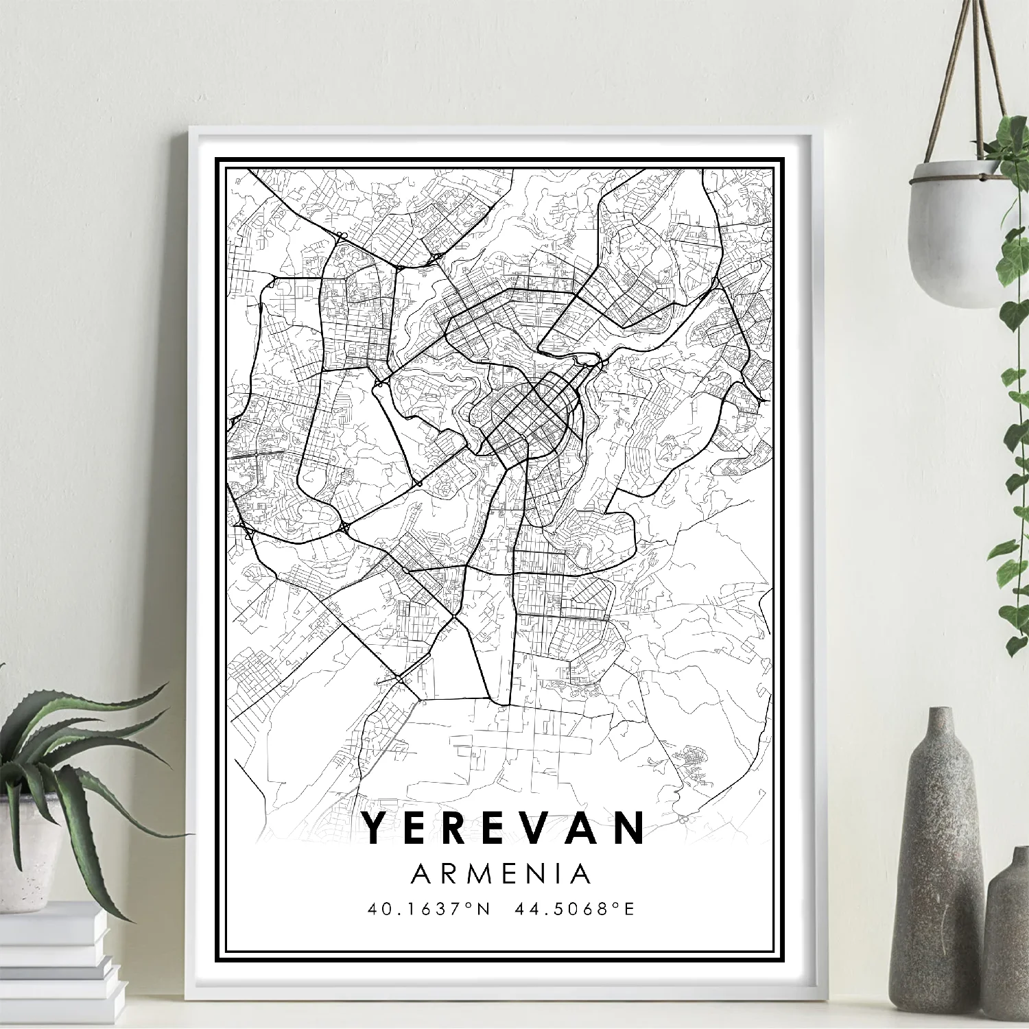 Художественный постер с изображением карты города иеревана Армении | Дом и сад