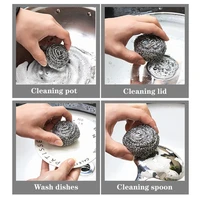5pcs stainless steel wire ball brush pot dishwashing with handle cleaning ball brush pot ball kitchen household cleaning ball