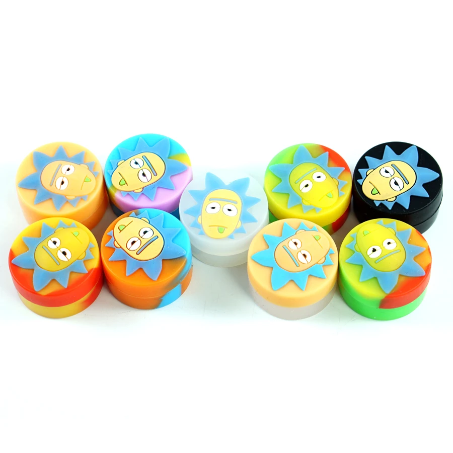 

10pcs 5ml Dab Concentrate Container Silicone Wax Oil Storage Jar with Lid Not Sticky Cartoon Design Weed Accessories