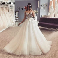 glitter wedding dresses with puff short sleeve vintage bride dress 2022 boho princess wedding gowns robe de mariee customize