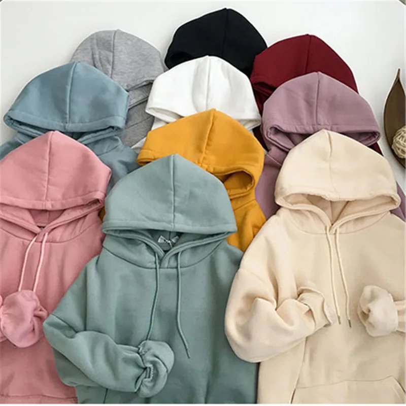 

Winter Casual Thicken Velvet Hoodies Pullovers Pocket Hooded Sweatshirts Jacket Students Long Sleeve Oversize Sweatshirt AB1983