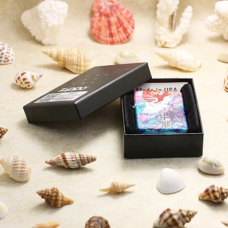 

Genuine Zippo oil lighter copper windproof Flying crane carving cigarette Kerosene lighters Gift With anti-counterfeiting code