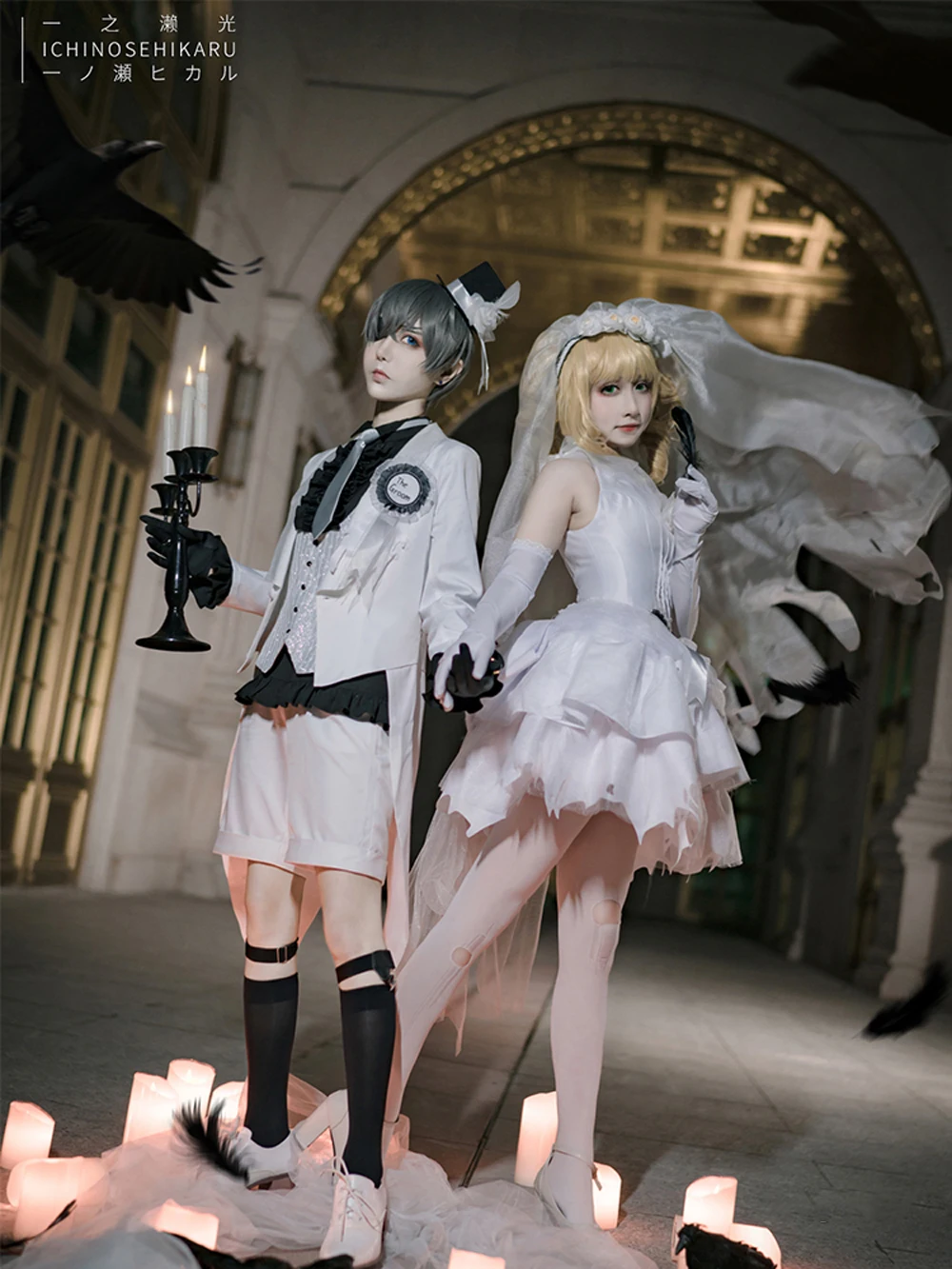 VEVEFHUANG предварительная Аниме Косплей Черный Дворецкий Ciel Phantomhive и Елизаветы белый косплей-костюм свадебное платье для вечерние комплект