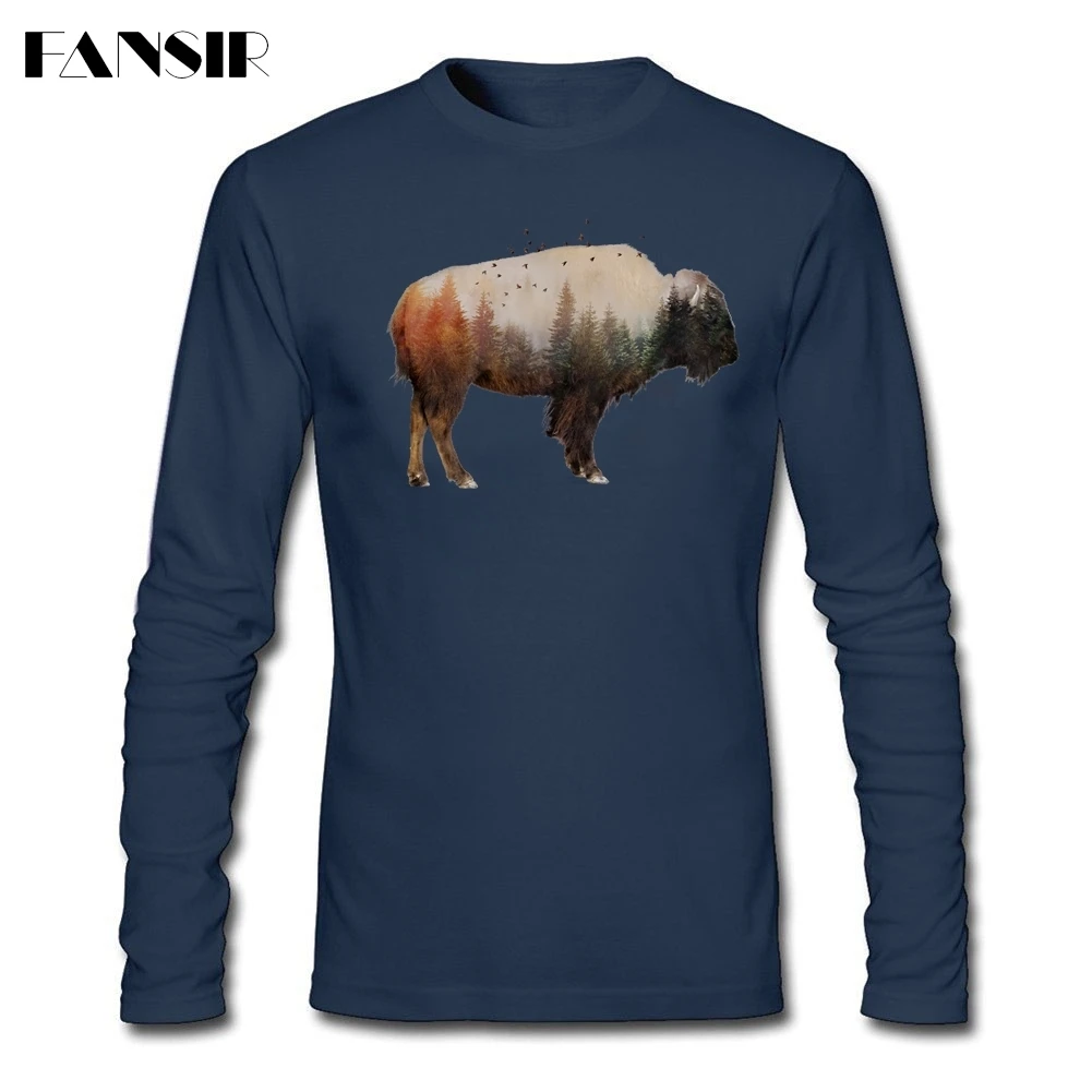 Классическая мужская футболка Bison из натурального хлопка с круглым вырезом