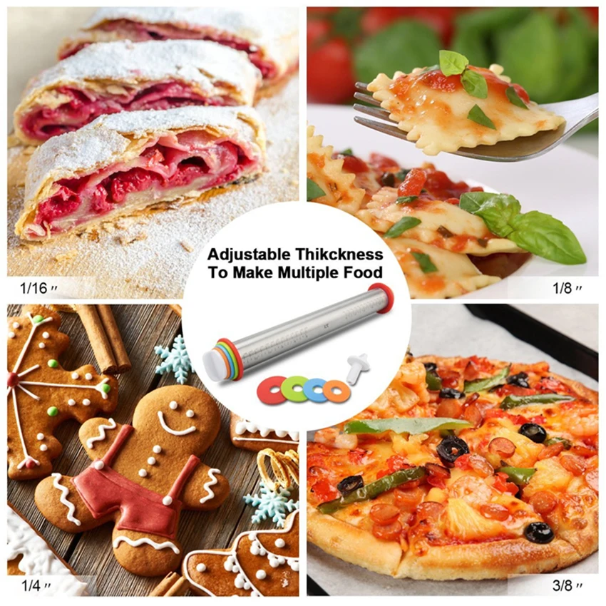 Регулируемая Скалка из нержавеющей стали с 4 съемными кольцами | Дом и сад