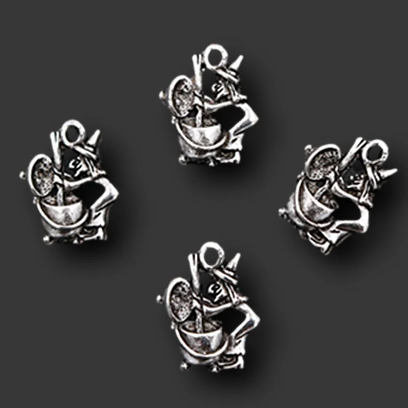 8 шт. Посеребренная 3D черная волшебная ведьма кулон ожерелье на Хэллоуин брелок