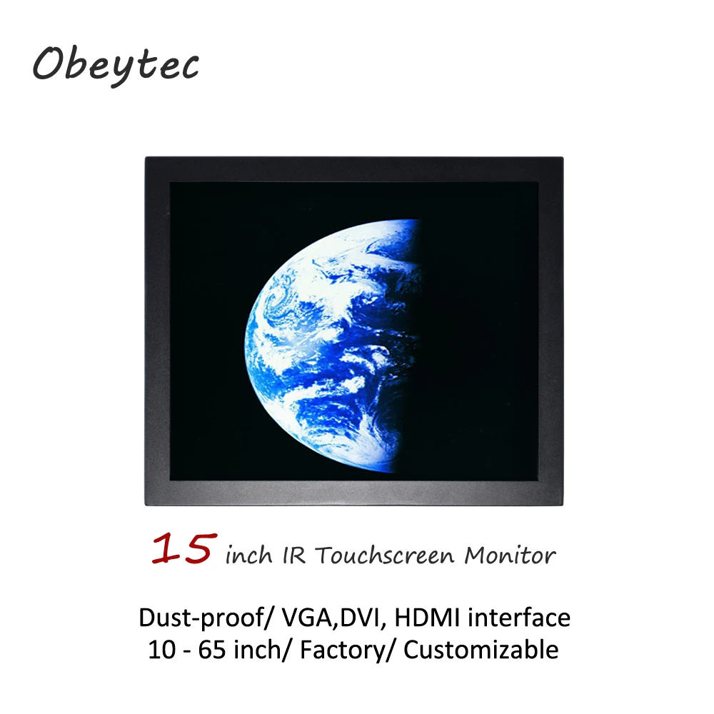 Obeytec 15 дюймовый ИК сенсорный монитор пыленепроницаемый ЖК дисплей 1024*768 250cd/m2 зона