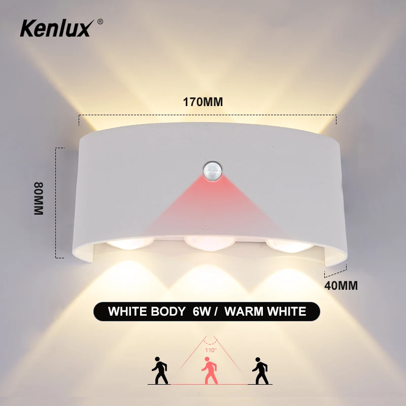 Крытый Открытый водонепроницаемый IP65 PIR сенсор настенный светильник алюминиевый