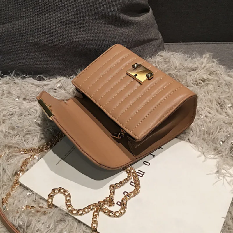 

European Fashion Women Square Bag, 2020 Novelty, High Quality Faux Leather Tote Bag With Chain Closure, Shoulder Messenger Bags