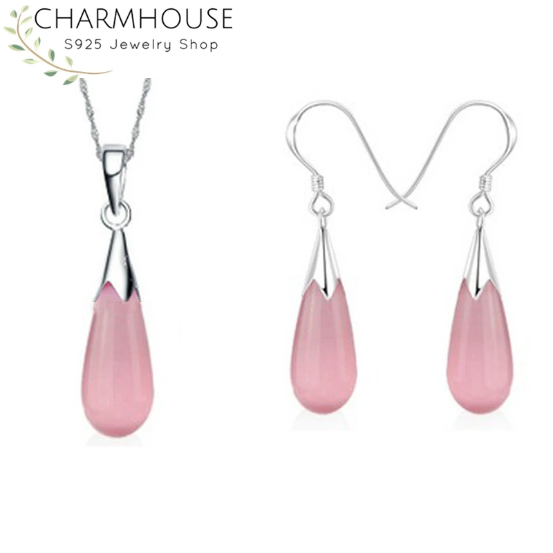 Charmhouse наборы ювелирных изделий из чистого серебра для женщин опал Капля воды