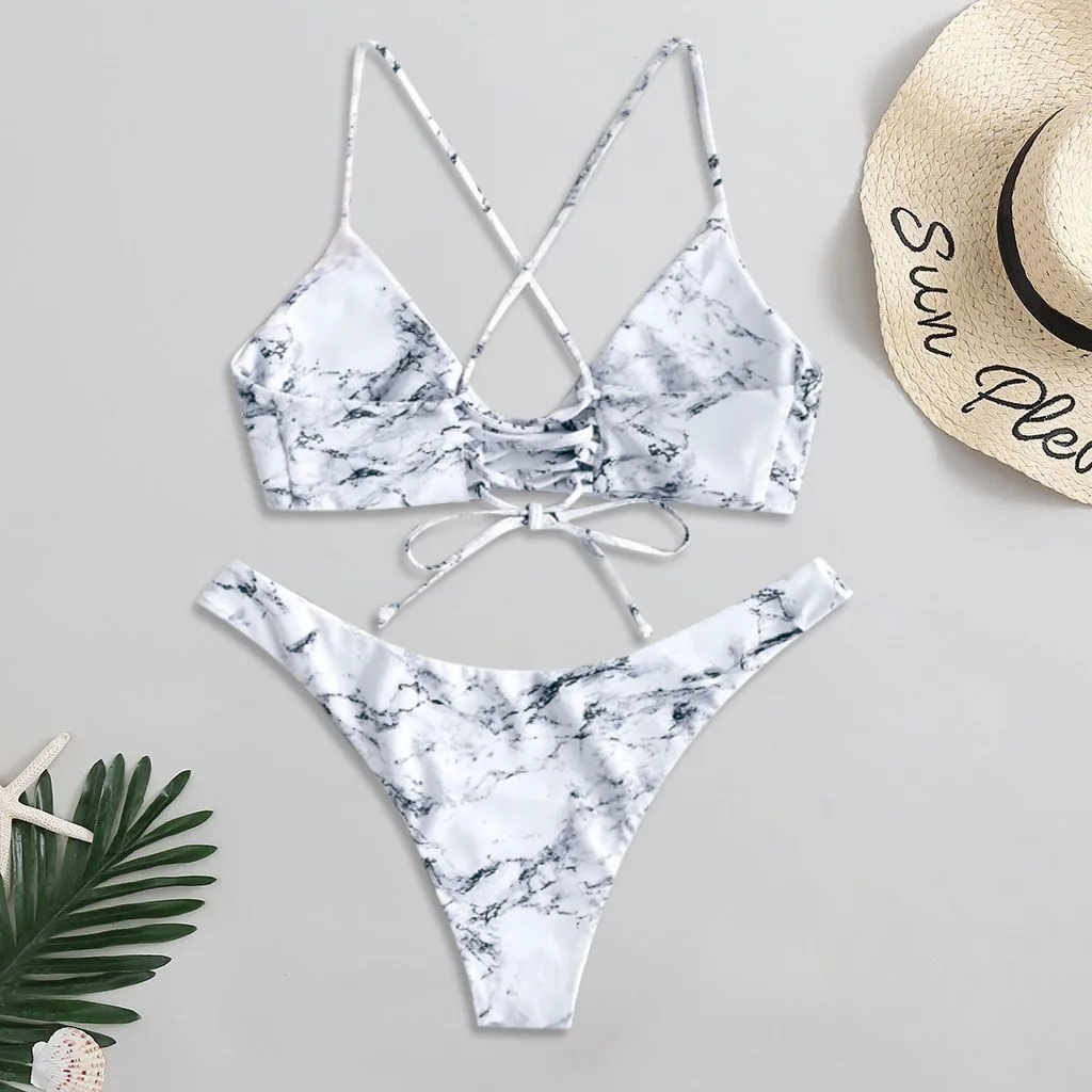 

Swimwear Women Tie dye Bikini Set Bathing Suit Beachwear Push Up Swimming Swimwear Sexy Bandage Swimsuit Bikini Monokini