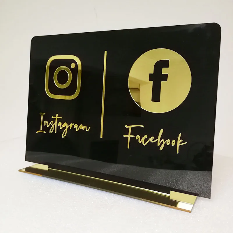 Пользовательский Instagram Facebook Настольный знак персонализированное зеркало золото