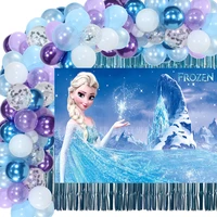 113pcs disney frozen snow balloons garland kit light blue fringe curtain frozen photography backgrounds for girls birthday party