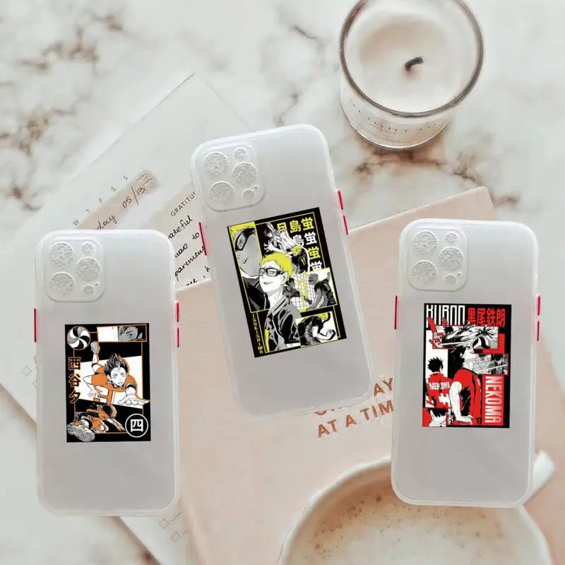 

haikyuu Phone Case For iPhone 12 11 Mini Pro XR XS Max 7 8 Plus X Matte transparent White Cover