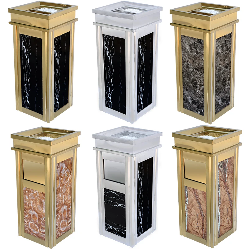 

GY Hotel Trash Can Lobby Vertical Elevator Entrance Dedicated Hotel Corridor with Ashtray Stainless Steel Commercial Bucket