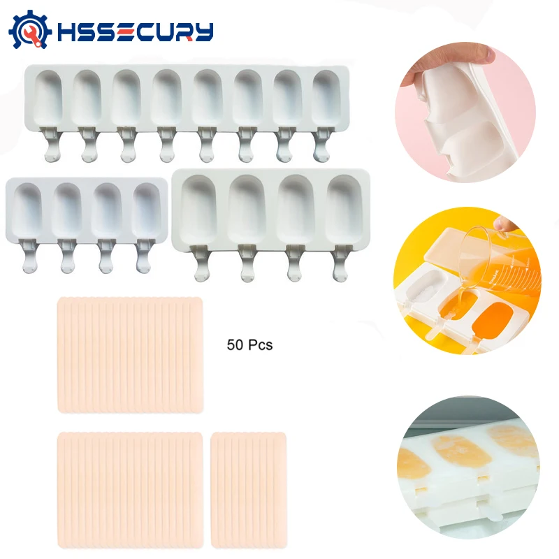 Big Size Ice Cream Mold Silicone Thick Material DIY Molds Cube Moulds Dessert Tray With Popsicl | Дом и сад