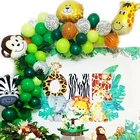 Джунгли сафари вечерние Арка с воздушными шарами набор тропических пальмовых листьев зеленый латекс воздушные шары День рождения украшения Дети Свадьба партии поставка