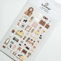 suatelier vlog home scrapbooking stickers girl cute planner diary junk journal decorative korea sticker craft hobbies supplies