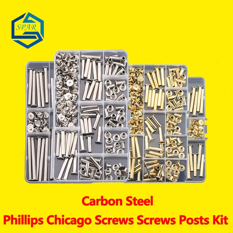 Phillips Chicago Screws Binding Posts Assortment Kit for Scrapbook Photo Albums and Leather Carbon Steel M5 | Обустройство дома