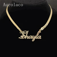 aurolaco custom name necklace custom snake chain necklace stainless steel snake choker necklace for women birthday jewelry gift