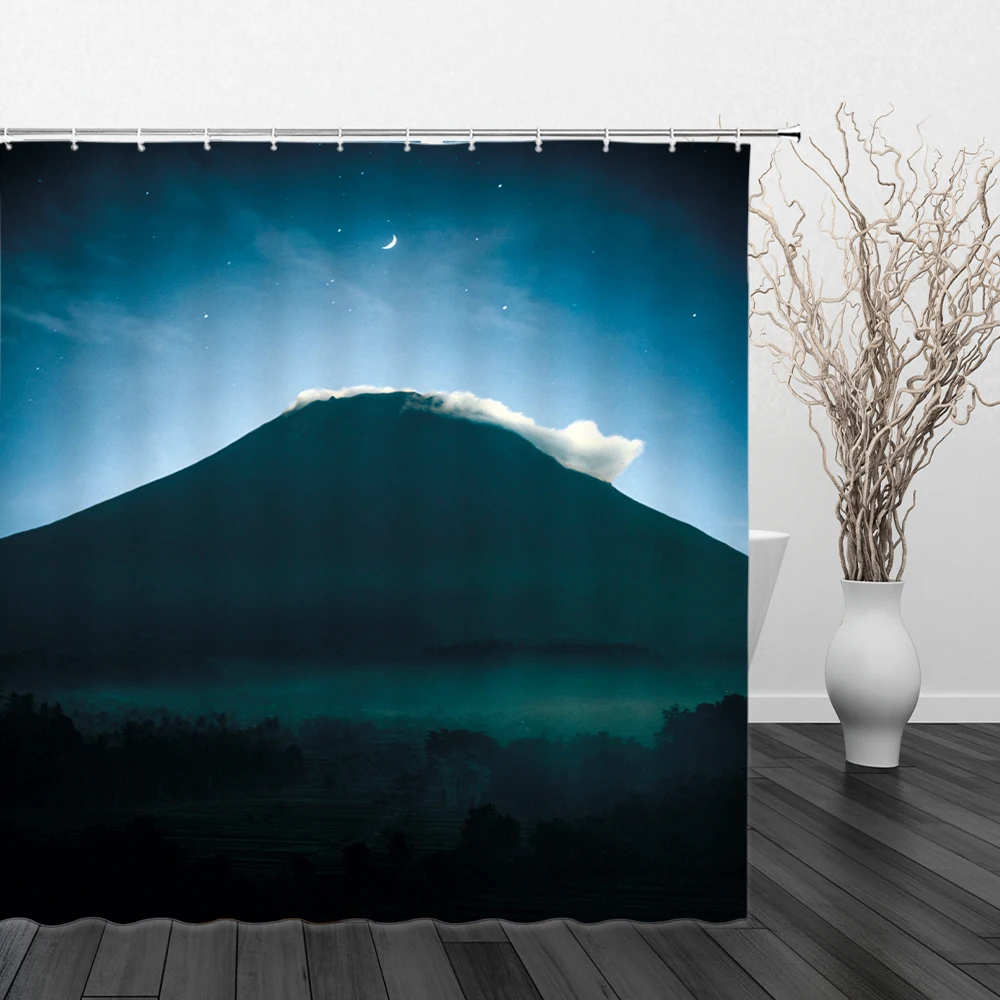 

Sunset Landscape Shower Curtain 3DPrint Field Forest Starry Sky Scenery Bath With Hooks Bathroom Home Waterproof Shower Curtains