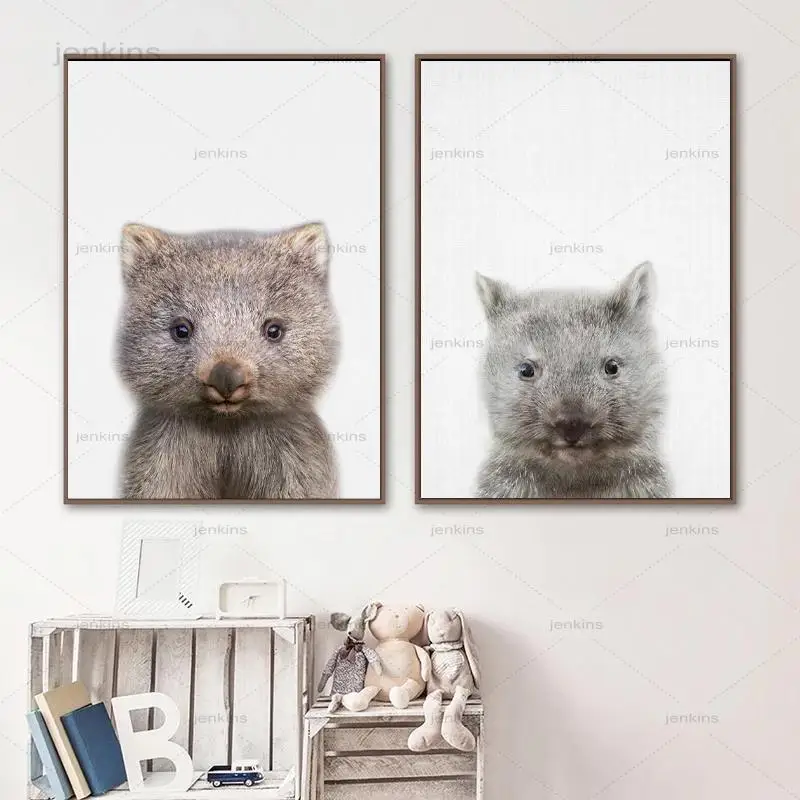 

Australia Cub Wombat Animals Photography Poster and Prints Wall Art Pictures for Nursery Kids Room Decor Nordic Canvas Painting