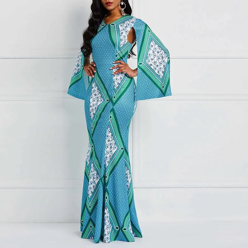 Женское платье-русалка в африканском стиле осень 2019 женское вечернее платье с