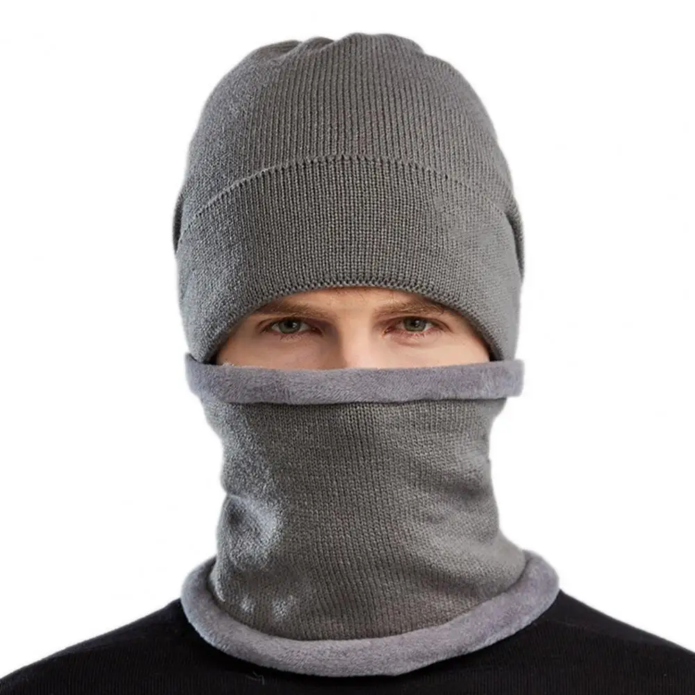 

Neckerchief Set Solid Color Warm Unisex Hat Supplies Plush Knit Hat For Winter