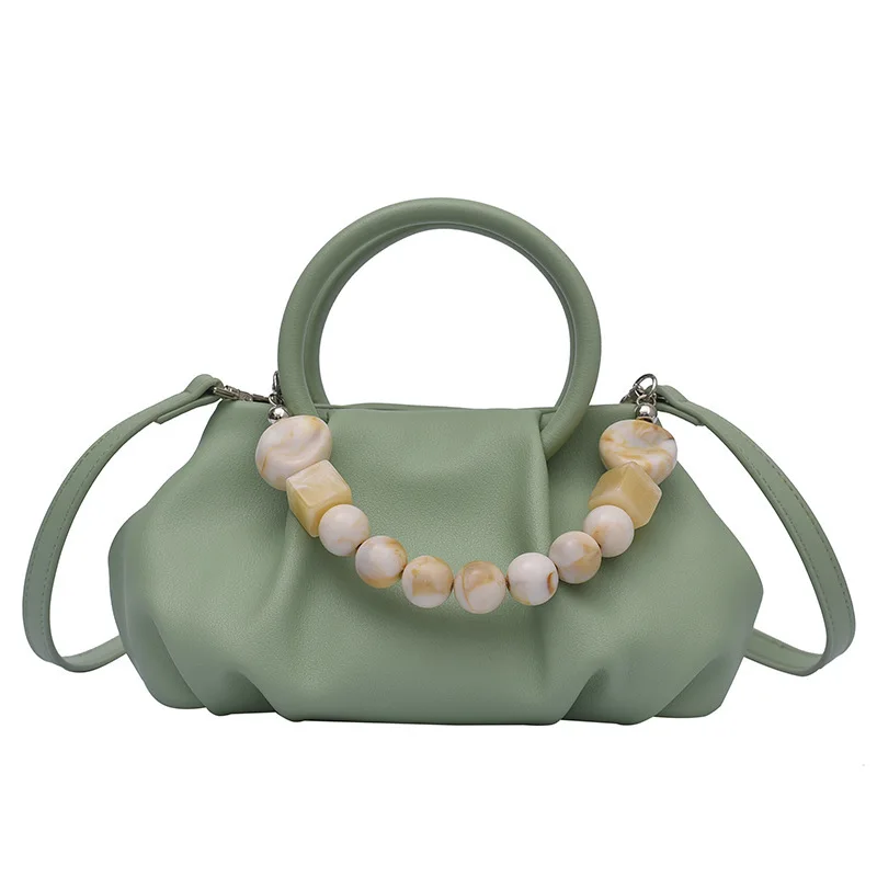 

Bag 2021new Trendy Fashion Pearl Handbag High Quality Ladies Summer Fold Dumpling Bag Hand Carry Messenger Bag Shoulder Bag Tide