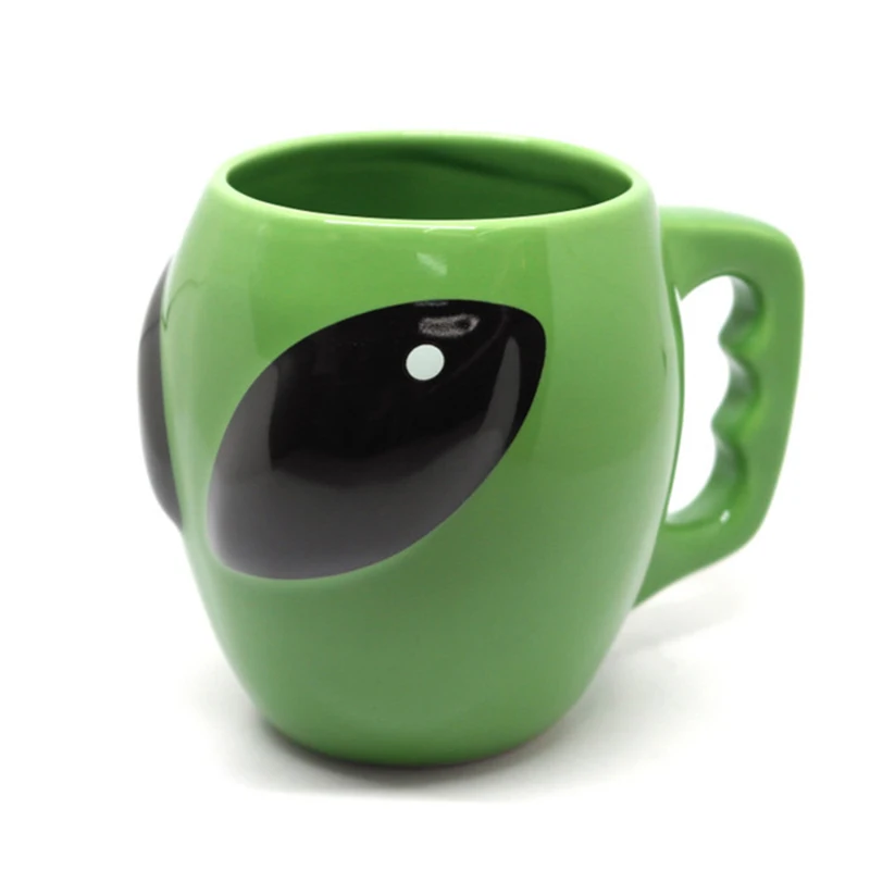 1Pcs New Creative Anime Alien Coffee Mug,Green Ceramic Mug Funny Drink Water Cup Birthday Gift for Boyfriends Lovers