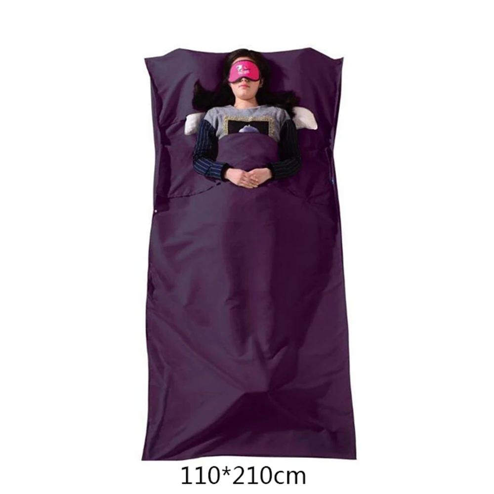 Purple 110x210cm 75/110 см x 210 см Сверхлегкий для использования на открытом воздухе, спальный мешок для кемпинга и Пеший туризм мешок вкладыш Портативный складные дорожные сумки - Цвет: Purple 110x210cm