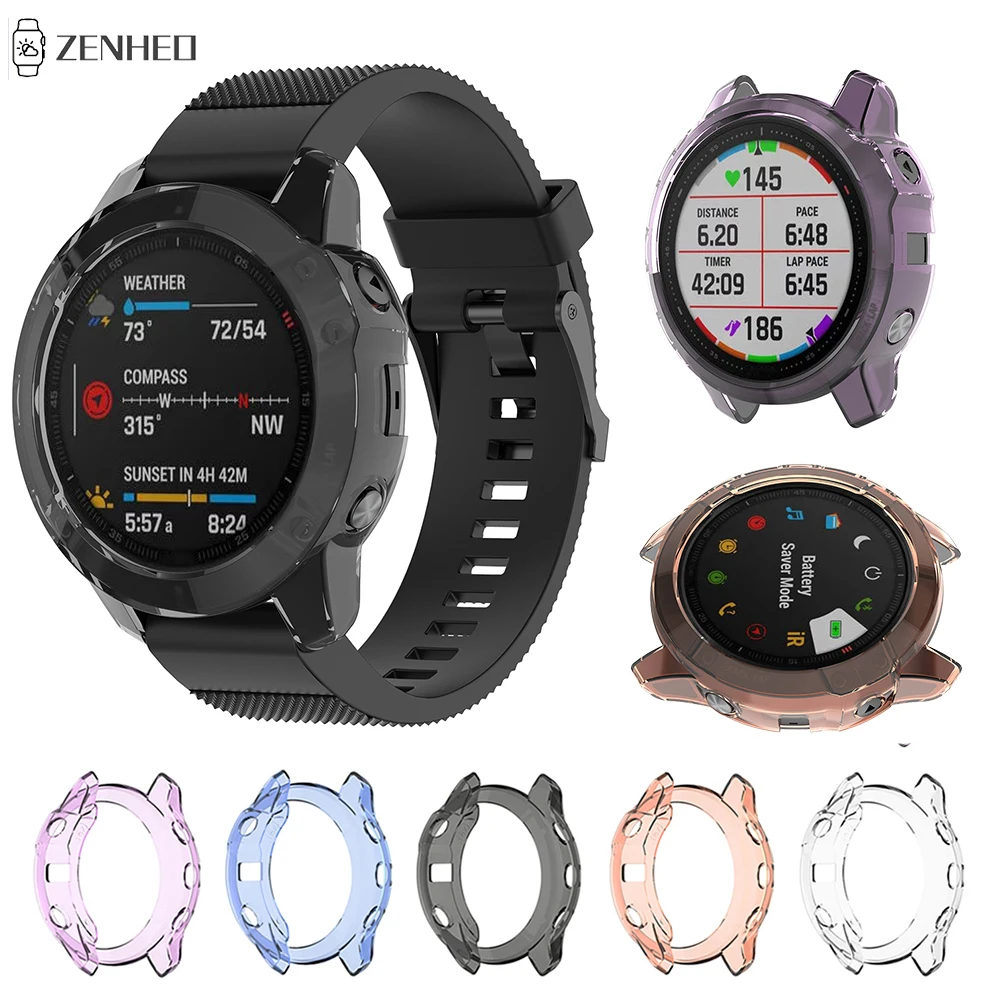 Мягкий защитный чехол из ТПУ для смарт-часов Garmin Fenix 6 6S 6X прозрачная защитная