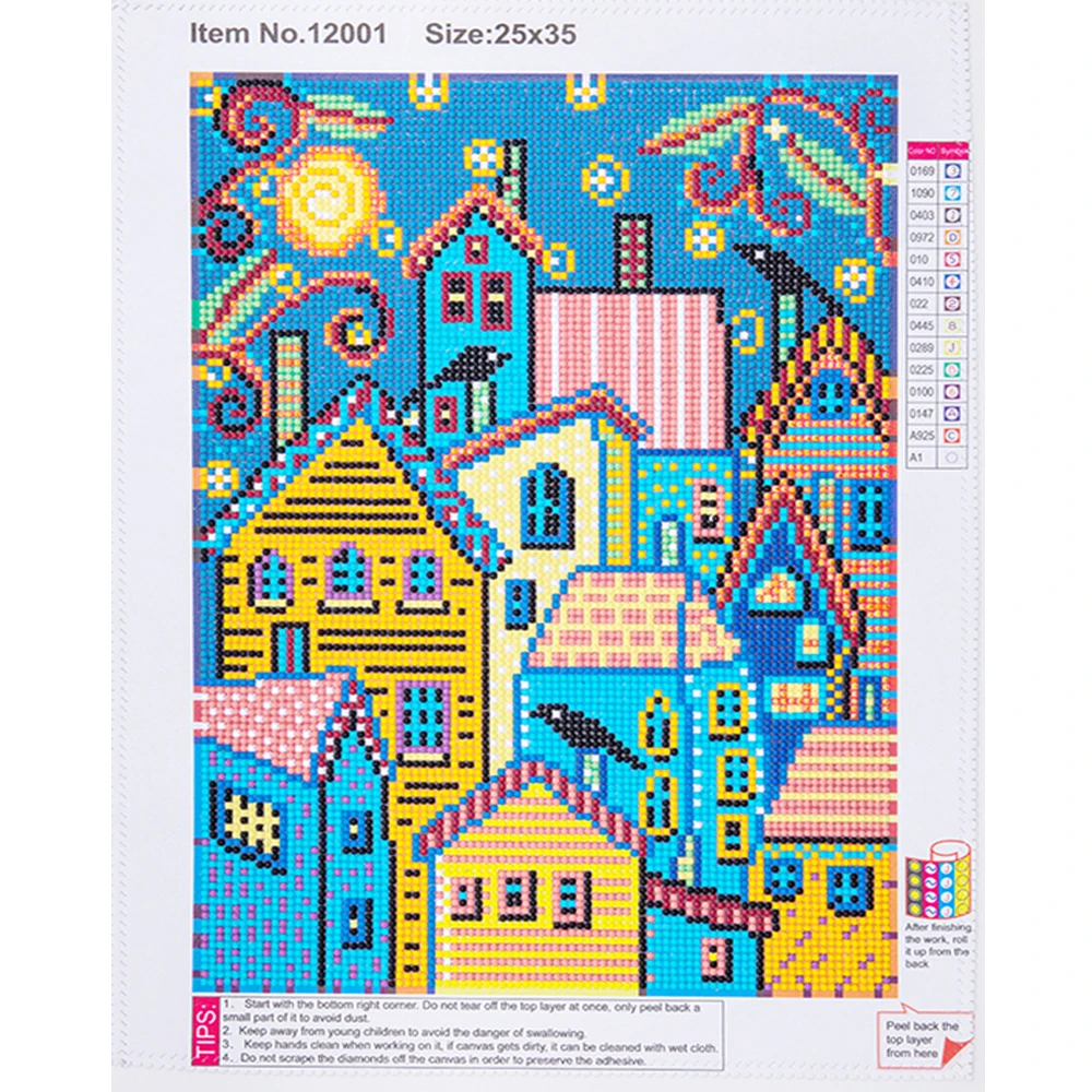 

5D алмазная живопись «сделай сам», полноразмерная картина с мультяшным городом, искусство, рождественский подарок, мозаика, фреска