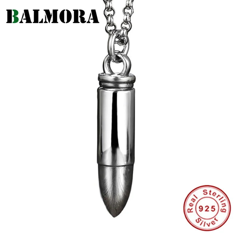 BALMORA Настоящее серебро 925 проба крутая Пуля Открытый кулон с секретом для ожерелья для женщин и мужчин подарок для пары панк ретро ювелирные изделия