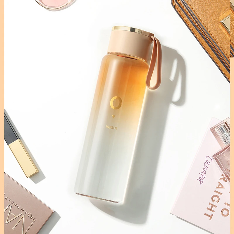 400 мл стеклянная бутылка для воды с градиентом Цвет веревкой милые модные