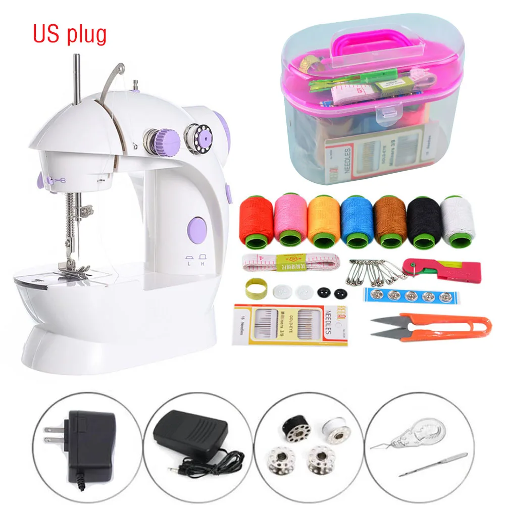 Mini Portable Handheld Sewing Machines Stitch Sew Needlework Cordless Speed Adjustment With Light Foot Pedal Double Threads | Дом и сад