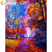 chenistory painting by numbers adults children handpainted crafts acrylic painting maple leaves landscape picture drawing canvas