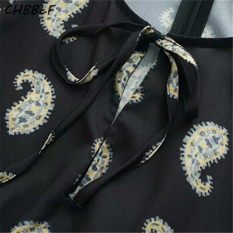 CHBBLF женское платье макси в стиле ретро с принтом пейсли галстуком-бабочкой