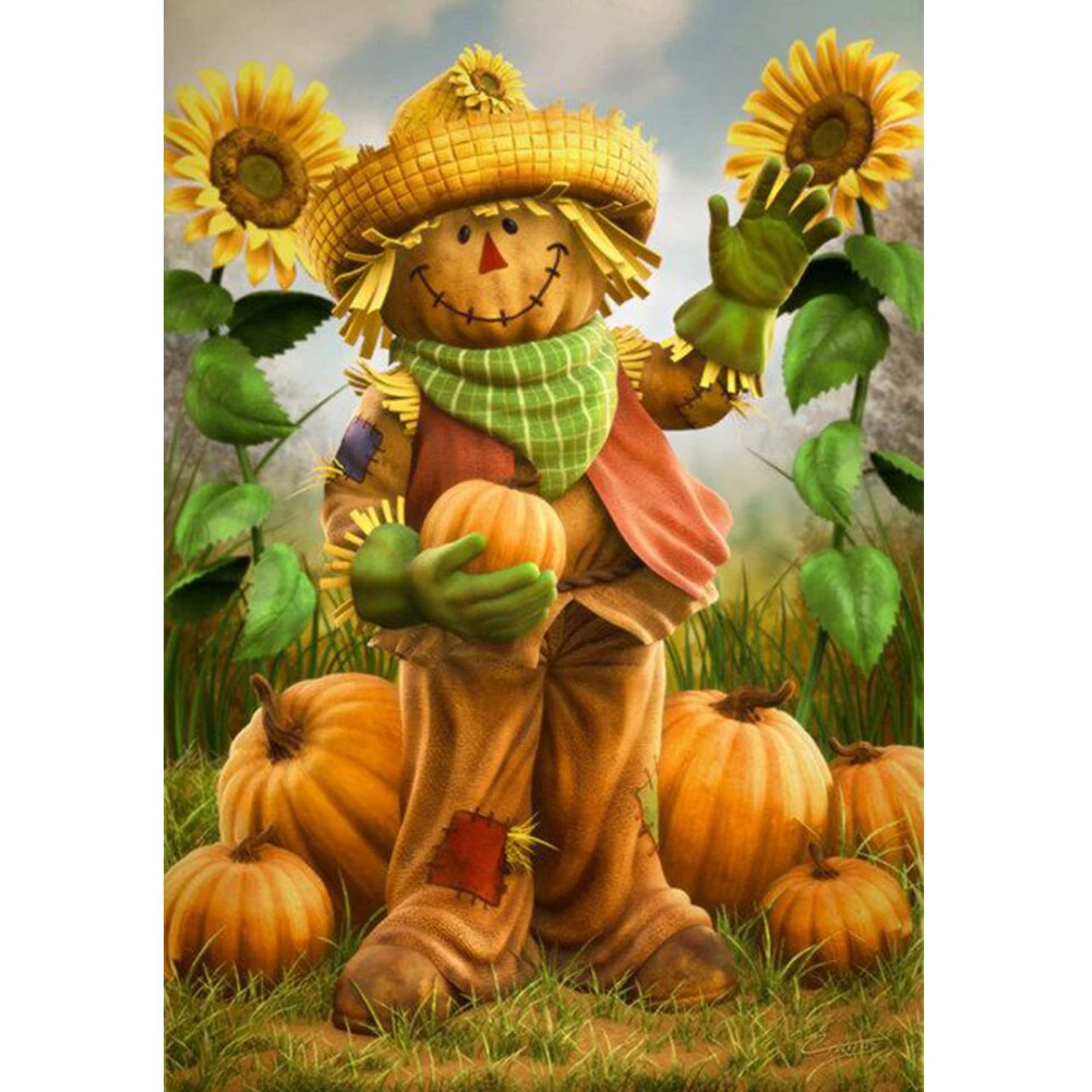 

5D DIY Diamond Painting Pumpkin Sunflower Scarecrow Full Drill Embroidery Cross Stitch Mosaic Craft Home Decor Christmas Gift