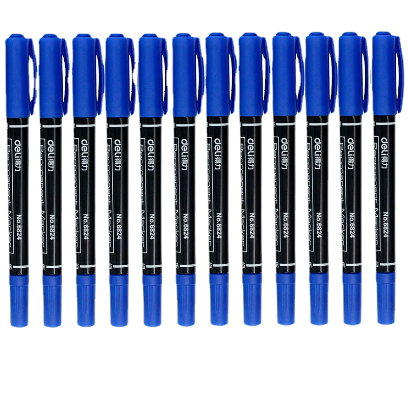 

12pcs Waterproof Permanent Dual Tip 0.5/1.0 Mm Nib Black Blue Red Art Marker Pens Student School Office Stationery Work
