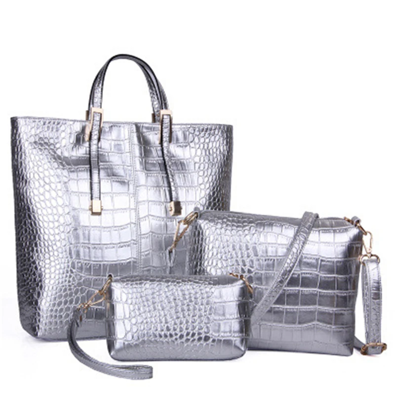 

Crocodile Pattern Composite Handbags 3 Pieces Set Fashion Women Big Capacity High Quality Female Shoulder Bags Bolsa Feminina