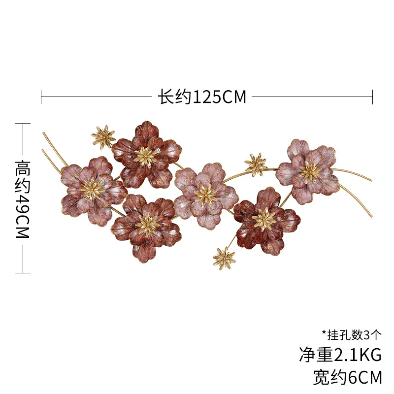 

European style three-dimensional flower wall decoration pendant restaurant light luxury handmade old iron 3D wall hanging