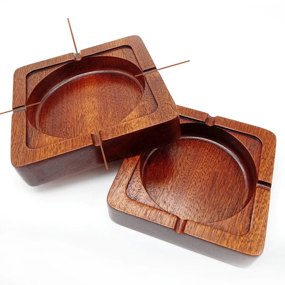 

2Pcs Smoke Cigar Wooden Ashtray Cendrier Ash Container Office Cigarette Cenicero Tobacco Herb Smoking Smoke Accessories