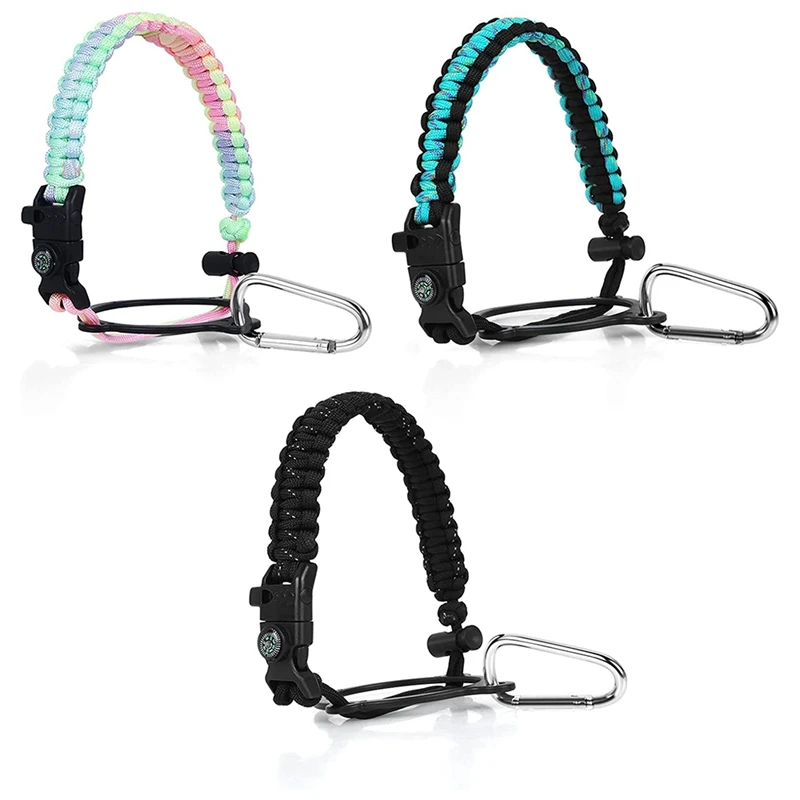 

3Pcs Water Bottle with Umbrella Cord Handle for Hydro Flask Wide Mouth Bottles 12 Oz to 64 Oz,for Hiking Camping Walking