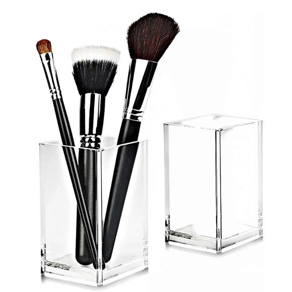 

Настольный ящик для хранения, квадратный прозрачный акриловый держатель для косметических кистей, карандаш для бровей, инструменты для мак...