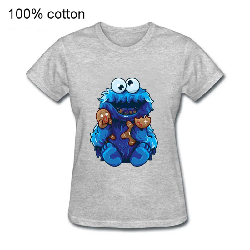 

2020 Funny Cookie Monster party toy t-shirt women Eat Cookie Short Sleeve Tee Tops Anime Monster Cookie Leisure T-shirts